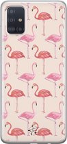 Samsung Galaxy A51 siliconen hoesje - Flamingo - Soft Case Telefoonhoesje - Roze - Print