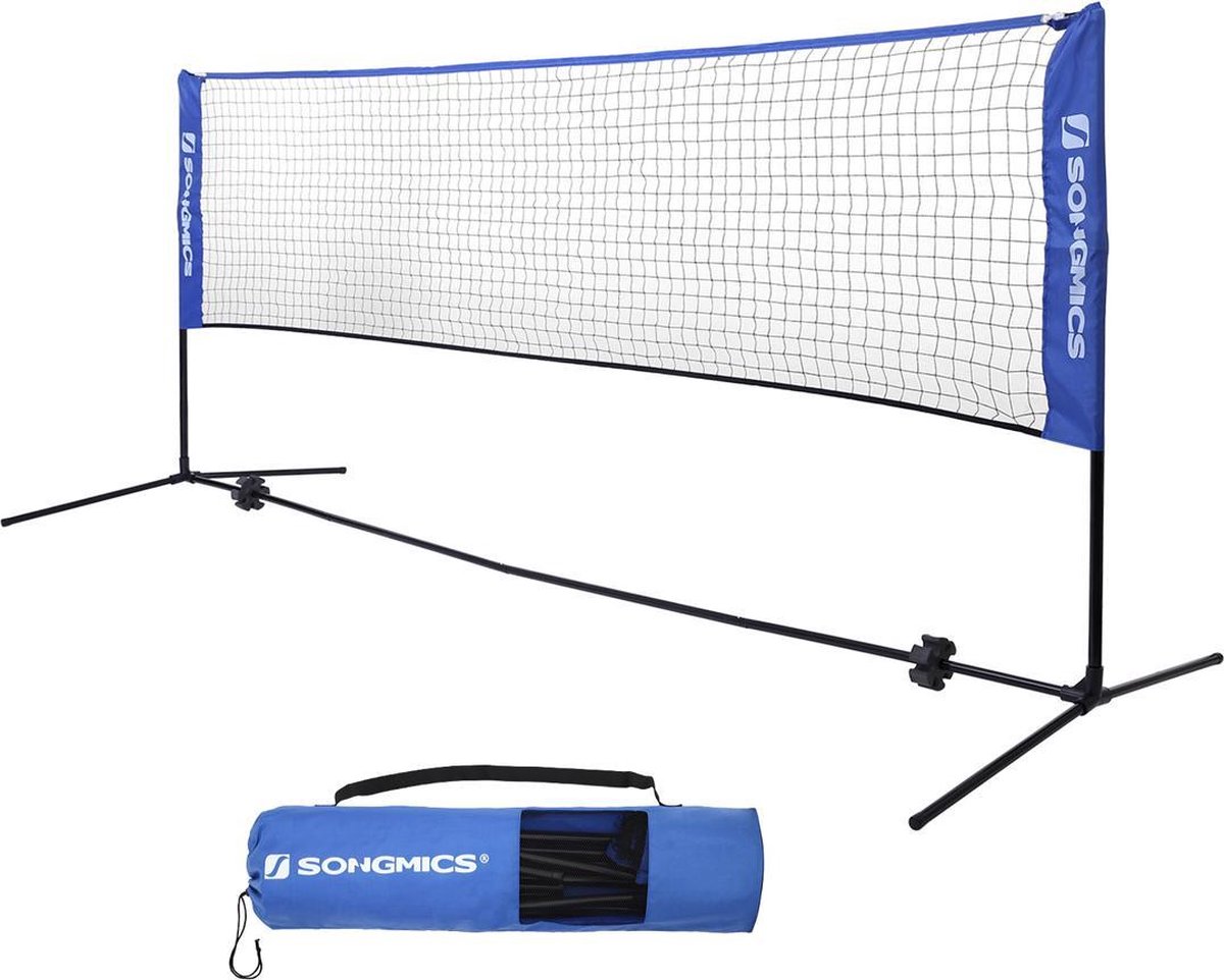 4 m badmintonnet, tennisnet, in hoogte verstelbaar, set bestaande uit net, stevig ijzeren frame en SYQ400 transporttas