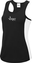 FitProWear Contrast Sporthemd Dames - Zwart/Wit - Maat S - Singlet - Hemd - Sporttop - Hemden - Stringer - Tanktop - Sportkleding - Sporthemd - Fitness hemd - Mouwloos shirt