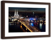 Foto in frame ,  Kathedraal en brug in Keulen  ,120x80cm , Multikleur , wanddecoratie