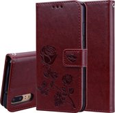 Rose reliëf horizontale Flip PU lederen tas voor Huawei P20, met houder & kaartsleuven & portemonnee (bruin)