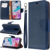 Voor xiaomi redmi 8 litchi textuur pure kleur horizontale flip pu lederen case met houder & kaartsleuven & portemonnee & lanyard (donkerblauw)