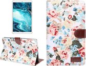 Dibase Bloempatroon Doek Oppervlak Horizontaal Flip PC + PU lederen tas met houder en kaartsleuven & slaap / wekfunctie voor Huawei MediaPad M6 8.4 (lichtblauw)