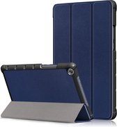 Custer Texture Horizontal Flip Leather Case voor Huawei MediaPad M5 Lite 8 inch, met drievoudige houder (donkerblauw)