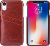 Fierre Shann Retro Oil Wax Texture PU lederen tas voor iPhone XR, met kaartsleuven (bruin)