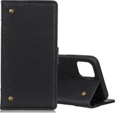 Voor Galaxy Note10 Lite / A81 koperen gesp Retro Crazy Horse-textuur Horizontale flip lederen tas met houder en kaartsleuven en portemonnee (zwart)