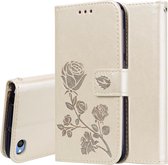 Rose reliëf horizontale flip PU lederen tas voor Geschikt voor Xiaomi Redmi Go, met houder & kaartsleuven & portemonnee (goud)