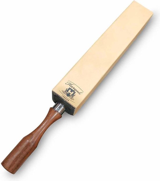 Foto: 4 zijdige scherpe rand leren strop met pure houten handvatten fur scheermes verscherping wooden leather strop 