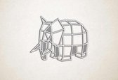 Line Art - Olifant 2 - S - 45x58cm - EssenhoutWit - geometrische wanddecoratie