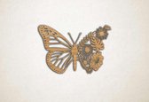 Wanddecoratie - Vlinder met bloemen - S - 39x60cm - Eiken - muurdecoratie - Line Art