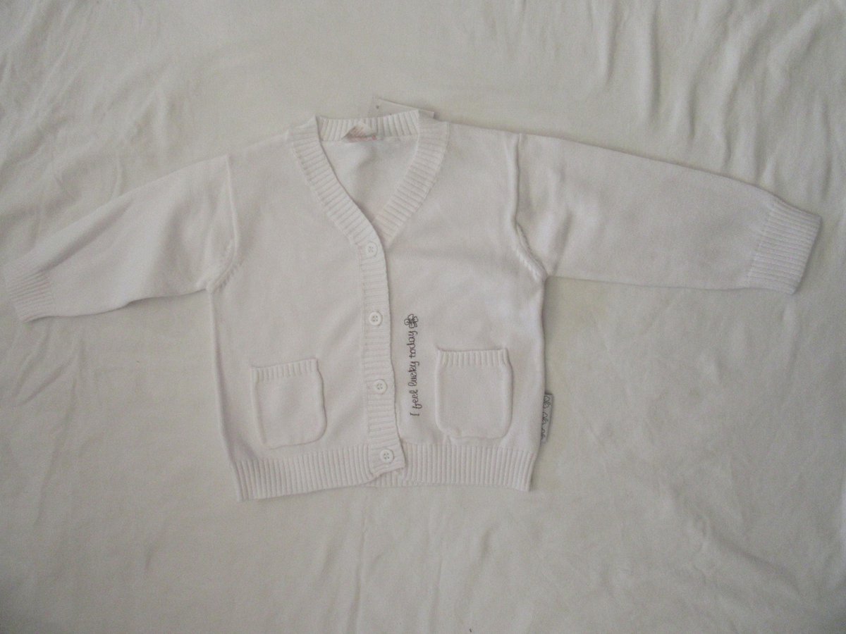 dirkje , uni , gilet , wit , fijn gebreid , 80 - 12 maand