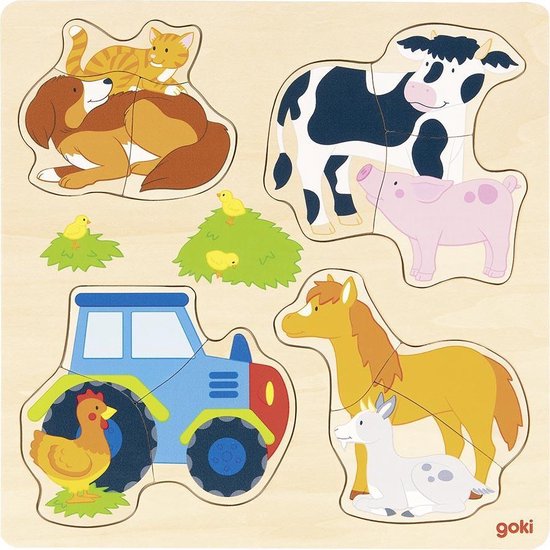 Goki Farm animals Puzzle a formes 12 piece s Ferme bol