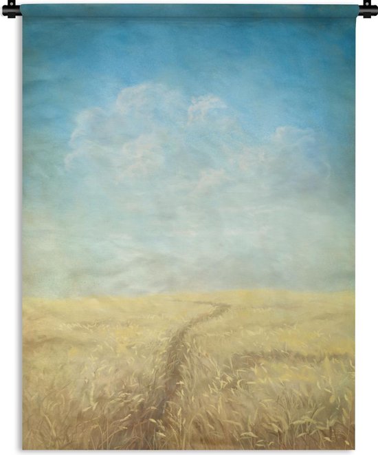 Wandkleed Geschilderde Zomer - Graanveld geschilderd met waterverf Wandkleed katoen 60x80 cm - Wandtapijt met foto