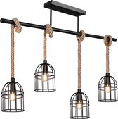 LED Plafondlamp - Plafondverlichting - Iona Widon - E14 Fitting - 4-lichts - Rechthoek - Mat Zwart - Aluminium
