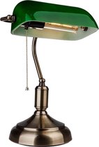 LED Tafellamp - Bankierslamp - Notarislamp - Nivra Trina - E27 Fitting - Rond - Groen - Aluminium