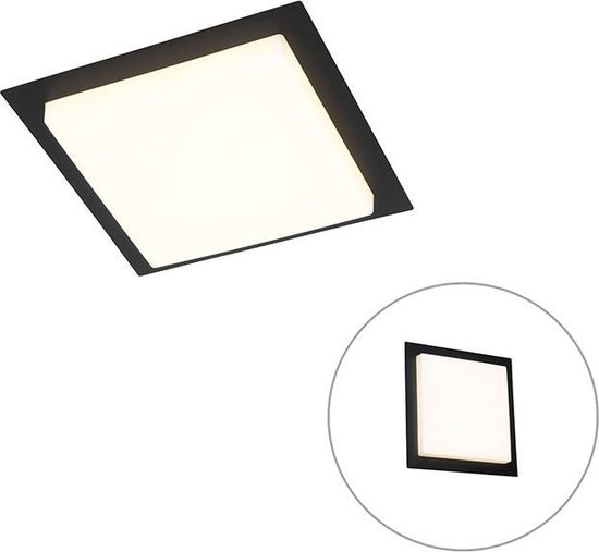 QAZQA lys - Moderne LED Plafondlamp voor buiten - 1 lichts - L 30 cm - Zwart - Buitenverlichting