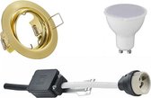 LED Spot Set - Iona - GU10 Fitting - Inbouw Rond - Mat Goud - 4W - Natuurlijk Wit 4200K - Kantelbaar Ø83mm