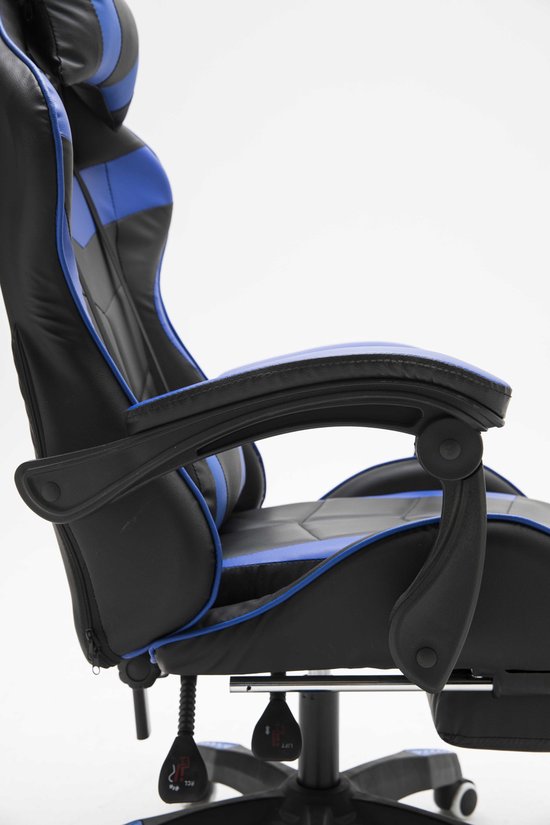 Gamestoel met voetsteun Cyclone tieners - bureaustoel - racing gaming stoel - blauw zwart - VDD Gaming