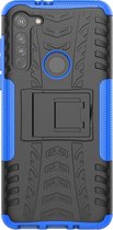 Motorola Moto G8 Hoesje - Mobigear - Tire Serie - Hard Kunststof Backcover - Zwart / Blauw - Hoesje Geschikt Voor Motorola Moto G8