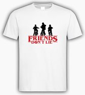 Wit T shirt met Logo “ Stranger Thing / Friends Don't Lie “ Size M