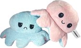 Octopus Mood Knuffel - Licht Blauw & Licht Roze - Omkeerbaar - Emotie Knuffel - Boos/Blij Knuffel - 2 Verschillende Kleuren -