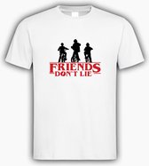 Wit T shirt met Logo “ Stranger Thing / Friends Don't Lie “ Size L