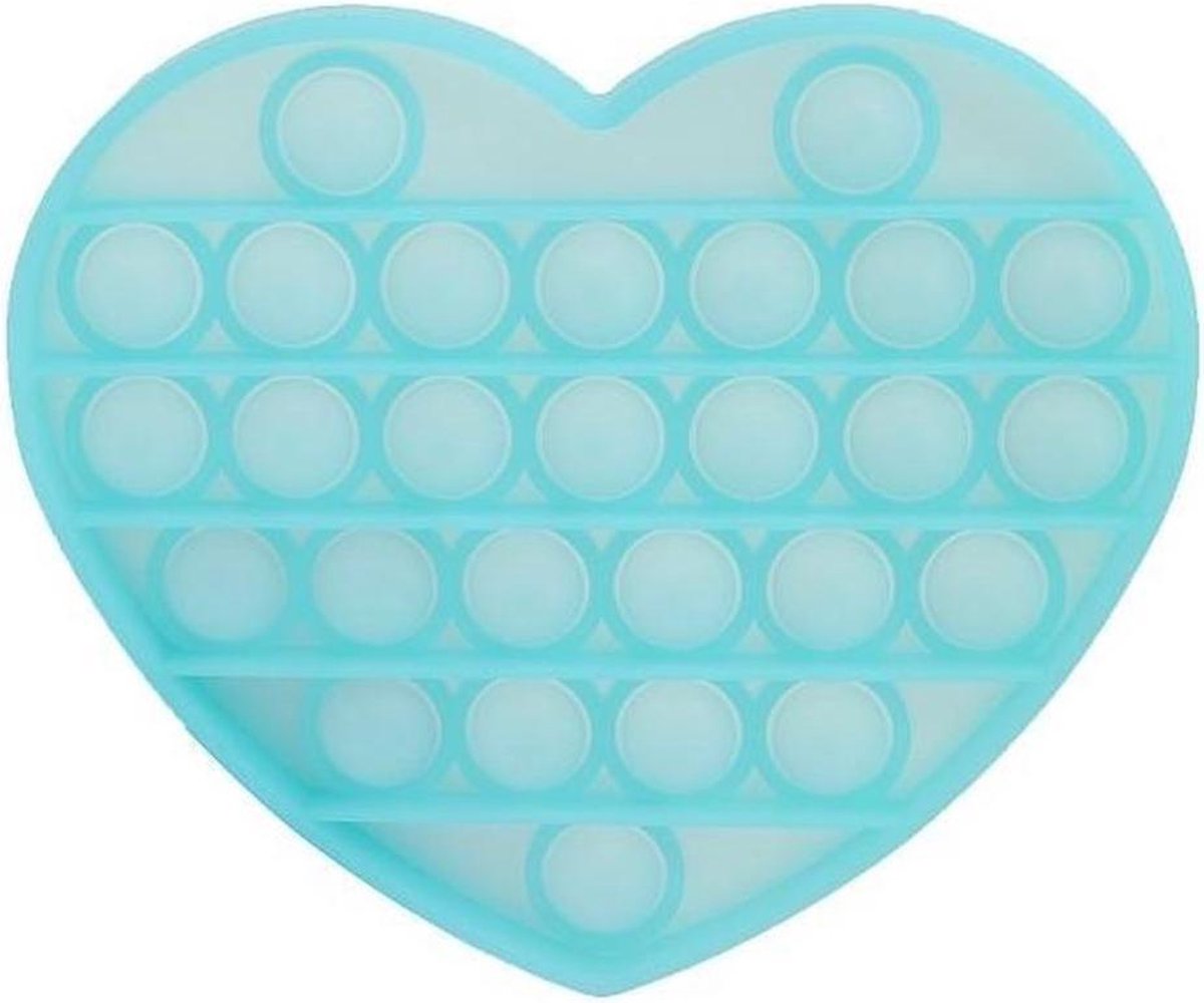 Pop it Glow in the Dark Hart - fidget toy - Speelgoed - Tiktok - Regenboog - Stress verlagend - Blau