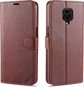 Voor Geschikt voor Xiaomi Redmi Note 9S / Note 9 Pro AZNS Schapenvacht Textuur Horizontaal Flip lederen tas met houder & kaartsleuven & portemonnee (bruin)