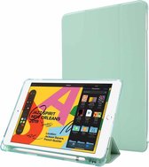 Voor iPad 10.2 Airbag horizontale flip lederen tas met drievoudige houder en pennenhouder (mintgroen)