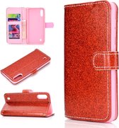 Voor Samsung Galaxy A10 / M10 Glitterpoeder Horizontaal Flip Leren Case met Kaartsleuven & Houder & Fotolijst & Portemonnee (Rood)