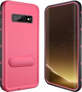 Voor Samsung Galaxy S10 RedPepper Schokbestendig Waterdicht Effen Kleur PC + TPU Beschermhoes met houder (roze)