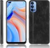 Voor Oppo Reno4 Schokbestendig Naaien Koe Patroon Huid PC + PU + TPU Case (Zwart)