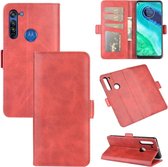 Voor Motorola Moto G8 Dual-side magnetische gesp Horizontale flip lederen tas met houder & kaartsleuven & portemonnee (rood)