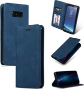 Retro Skin Feel Business Magnetische Horizontale Leren Flip Case voor Galaxy S8 + (Marineblauw)