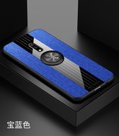 Voor OPPO Realme X / K3 XINLI stiksels Textue schokbestendige TPU beschermhoes met ringhouder (blauw)