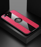 Voor OPPO R11 Plus XINLI stiksels Textue schokbestendig TPU beschermhoes met ringhouder (rood)