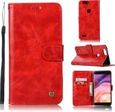 Voor ZTE Blade Z Max / Z982 Retro koperen knop Crazy Horse Horizontale flip PU lederen tas met houder & kaartsleuven & portemonnee & lanyard (rood)