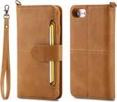 Voor iPhone 6/7/8 Multifunctionele afneembare magnetische horizontale flip lederen tas met kaartsleuven en houder & portemonnee en fotolijst (bruin)