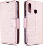 Voor Galaxy A70e pure kleur horizontale flip pu lederen case met houder & kaartsleuven & portemonnee & lanyard (rose goud)