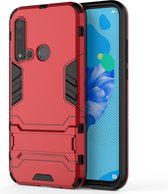 Shockproof PC + TPU Case voor Huawei P20lite 2019 / Nova5i, met houder (rood)