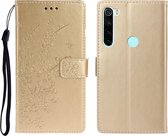 Voor Redmi Note 8T Plum Blossom-patroon Links en rechts Flip lederen tas met beugel & kaartsleuf & portemonnee & lanyard (gouden)