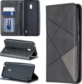 Ruit textuur horizontale flip magnetische lederen tas met houder en kaartsleuven en portemonnee voor Nokia 2.2 (zwart)