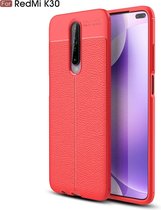 Voor Xiaomi Redmi K30 Litchi Texture TPU schokbestendige behuizing (rood)