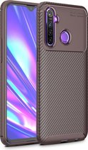 Voor Xiaomi Redmi Note 8 Carbon Fiber Texture Shockproof TPU Case (Bruin)