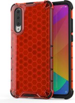 Voor Xiaomi Mi CC9e Honeycomb schokbestendige pc + TPU beschermhoes (rood)