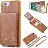 Voor iPhone 8 Plus / 7 Plus Verticaal Flip Schokbestendig Leren Beschermhoes met Lang Touw, Kaartsleuven & Beugel & Fotohouder & Portemonnee Functie (Bruin)