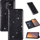 Voor Samsung Galaxy A6 + / J8 (2018) Ultradunne Glitter Magnetische Horizontale Flip Leren Case met Houder & Kaartsleuven (Zwart)