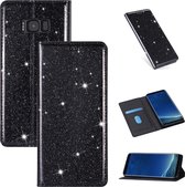 Voor Samsung Galaxy S8 + ultradunne glitter magnetische horizontale flip lederen tas met houder en kaartsleuven (zwart)