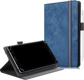 Voor 7-8 inch Marmeren Doek Textuur Horizontale Flip Universele Tablet PC Leren Case met Pen Slot & Houder (Donkerblauw)
