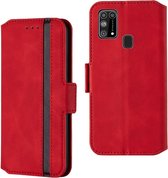Voor Samsung Galaxy M31 Retro Frosted Oil Side Horizontal Flip Case met houder en kaartsleuven (rood)